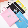 Cute study bag with zipper for folders, linen bag, materials set, cute animals