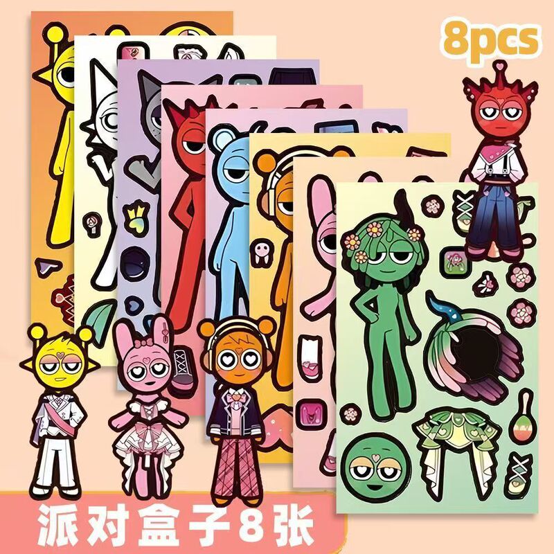 リズムボックス悪魔と天使ベビーコーラプスパズルドレスアップステッカー子供の静かな本 diy ステッカーおもちゃ|undefined