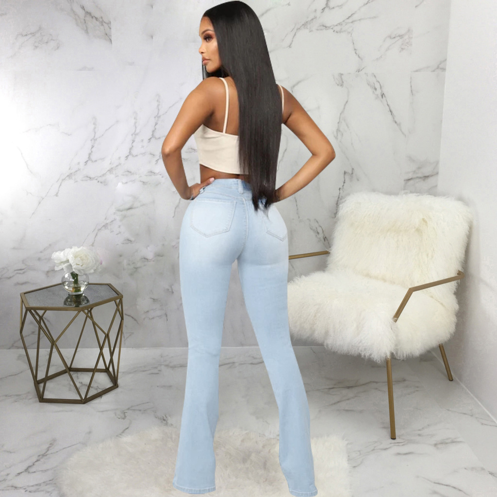 High-Waisted Stretch Slim Bootcut Jeans NSQYT111129