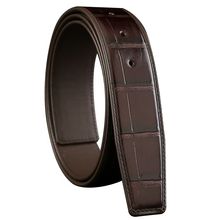男士鳄鱼纹真皮腰带条平滑扣无头带身二层牛皮自动扣打孔带身