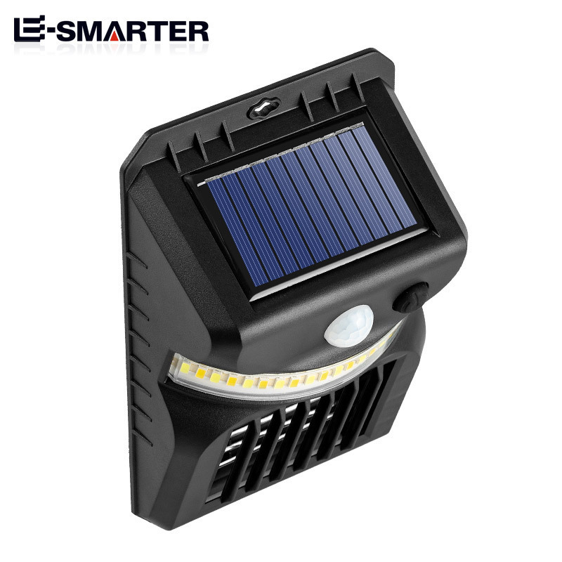 Lámpara solar LED de pared para exteriores con sensor inteligente de movimiento humano, ideal para patios y exteriores.