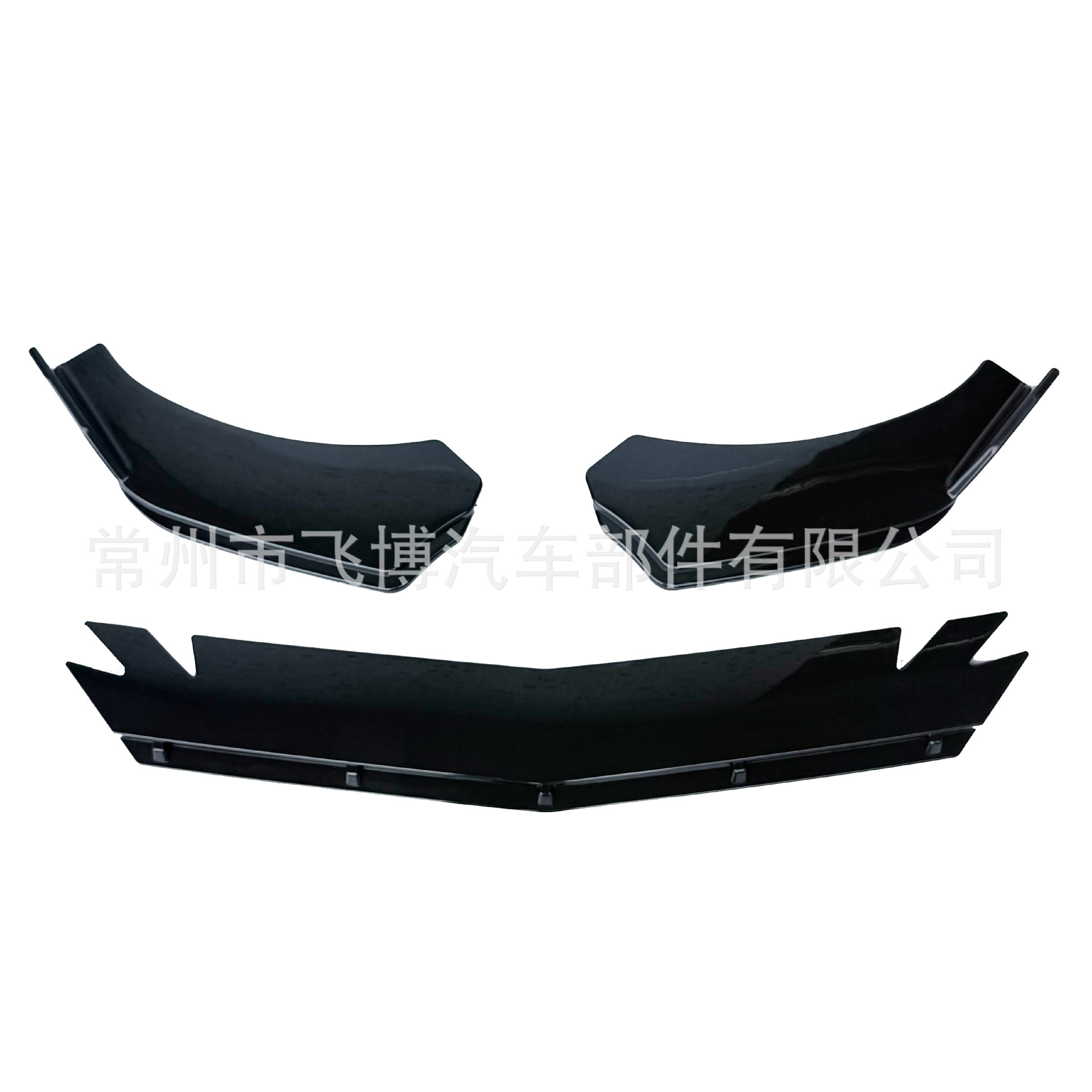 Universal car front spoiler, three-section front lip with corner protection, anti-collision front spoiler, modified universal front lip for hatchback and sedan body kits