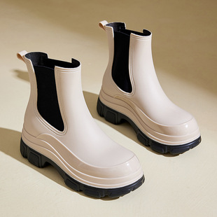 Cross-Border Fashion Rain Boots for Women 2025 New Rain Boots Heightening Waterproof Shoes Chelsea Short Boots Outdoor Non-Slip Rain Boots