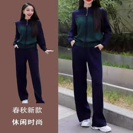 欧货休闲运动套装女秋装2025新款洋气减龄立领开衫运动风两件套潮