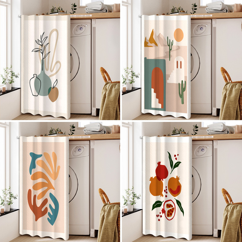 Ins Cabinet Curtain Velcro Dust-Proof Self-Adhesive Kitchen Cabinet Curtain Mirror Ugly Curtain Cabinet Curtain No Punching Half Door Curtain