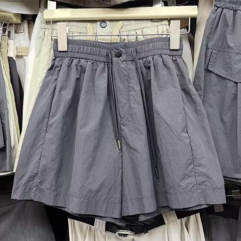 High-Quality Nylon-Polyester Wrinkle-Resistant Shorts with Pockets, Ice-Feel Quick-Dry A-Line Quarter-Length Shorts, Casual Sports Shorts