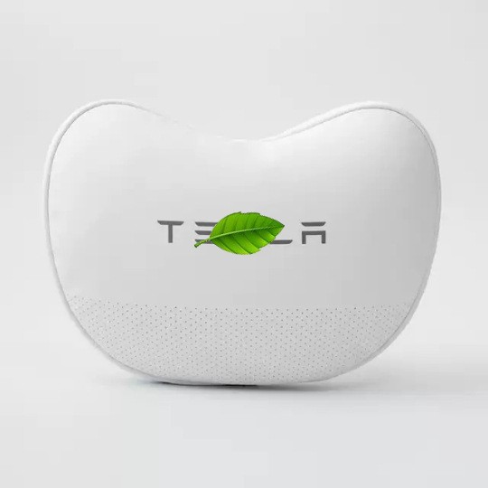 Support, Tesla Headrest - white-heart-shaped-headrest-perforated-breathable-logo-1-piece-tesla-modely3