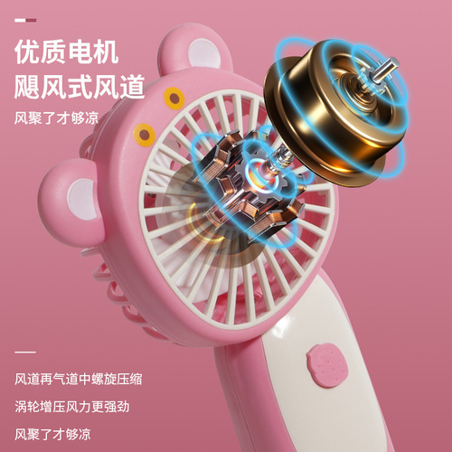 Pink Bear Mini Strawberry Fan Cute Little Girls Desktop Ornament Souvenir Portable Handheld Fan
