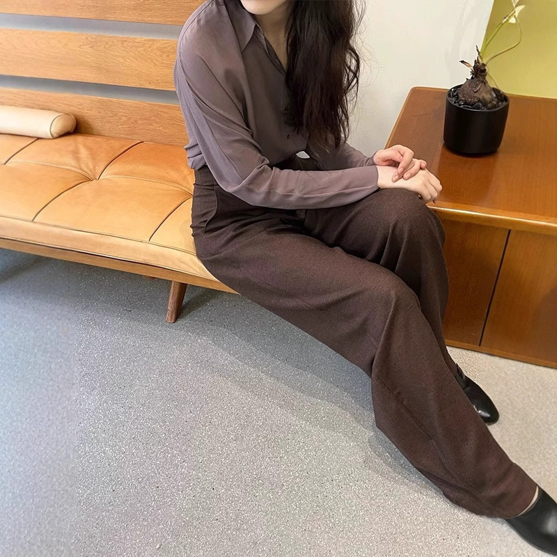 2 Colors Cor Spanish Pants! Maillard Color Wool High Waist Casual Pants Invisible Zipper Banana Pants for Women