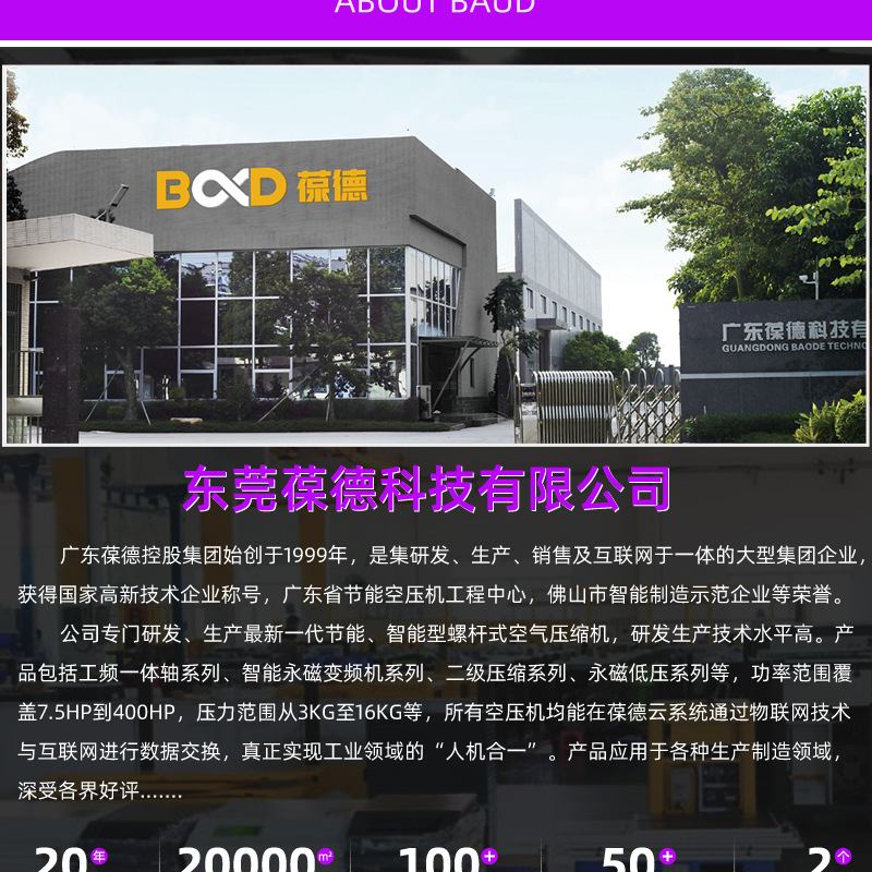 Screw-Tandem Secondary Compression Air Compressor, Energy-Saving Spray-Coating Silent Permanent Magnet Inverter, 55Kw Air Compressor