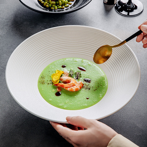 Salad Western-style ceramic conch bowl deep dish plate pasta plate hotel restaurant tableware commercial