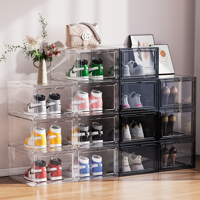 Transparent Shoe Box Magnetic Door Men's Sneakers Thickened Plastic Storage Box Removable Shoe Cabinet Dustproof Shoe Storage Box Transparent Shoe Box Magnetic Door Men's Sneakers Thickened Plastic Storage Box Removable Shoe Cabinet Dustproof Shoe Storage Box