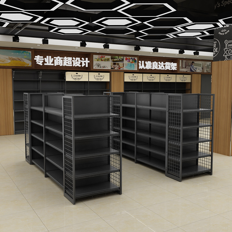 商场粮油货架超市重型货架商超瓶罐饮料展示四柱货架