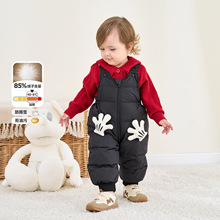 【专柜】婴儿羽绒裤儿童宝宝背带裤男女童2025冬加厚保暖外出户外