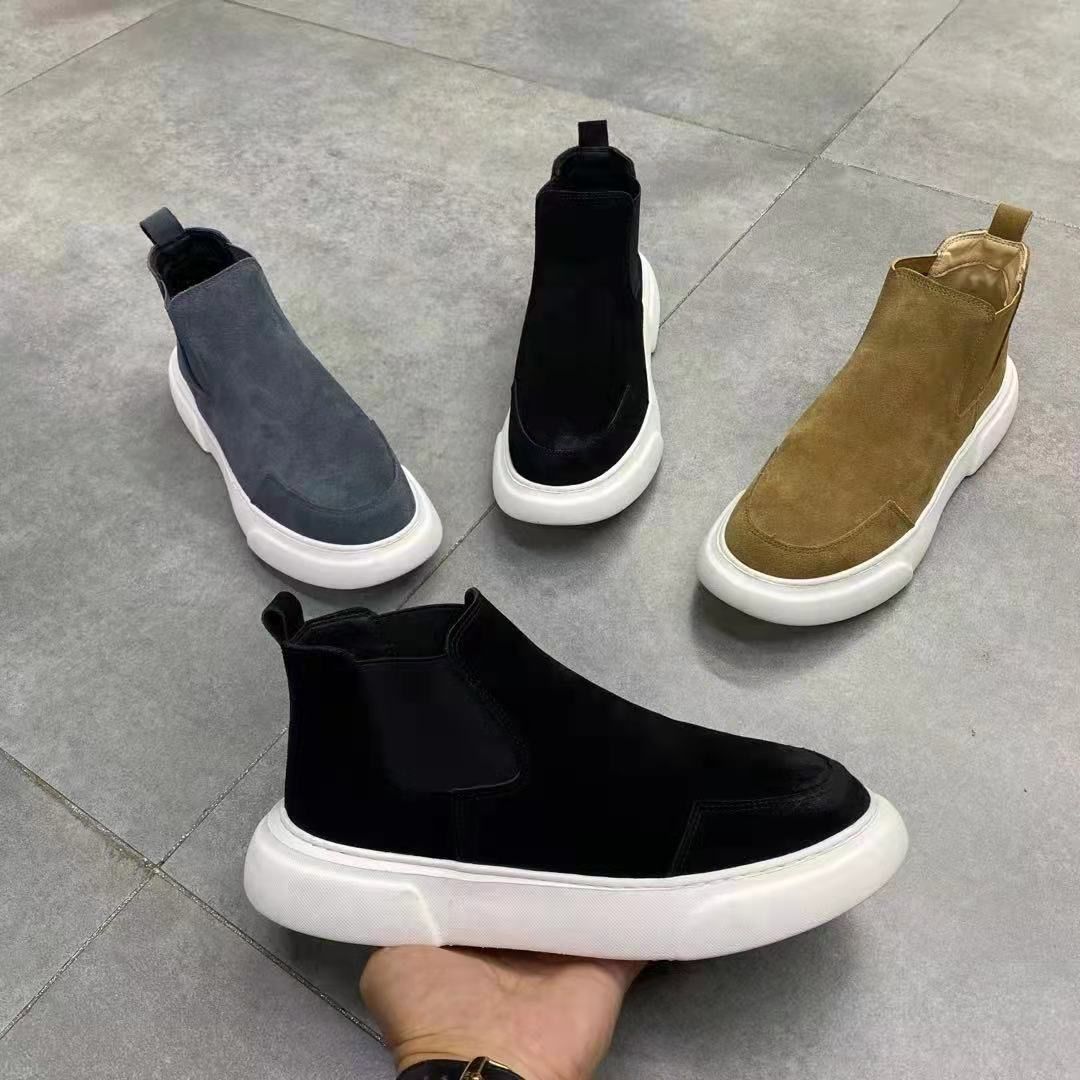 Drop shipping high-top shoes for men, trendy shoes, thick-soled casual sneakers, versatile slip-on shoes for young men_voghion.com
