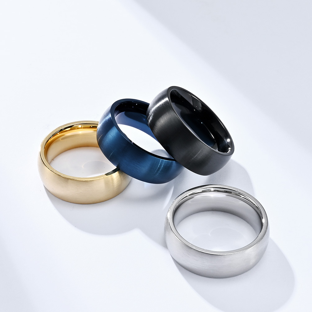 Simple Style Solid Color Titanium Steel Rings 1 Piece