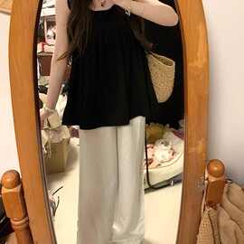 新款少女休闲运动服套装女夏季学生无袖长裤两件套单件上衣绵羊绒