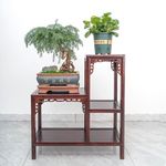 中式老榆木实木花架子高低架多层盆景架组合室内木质花架连体花架