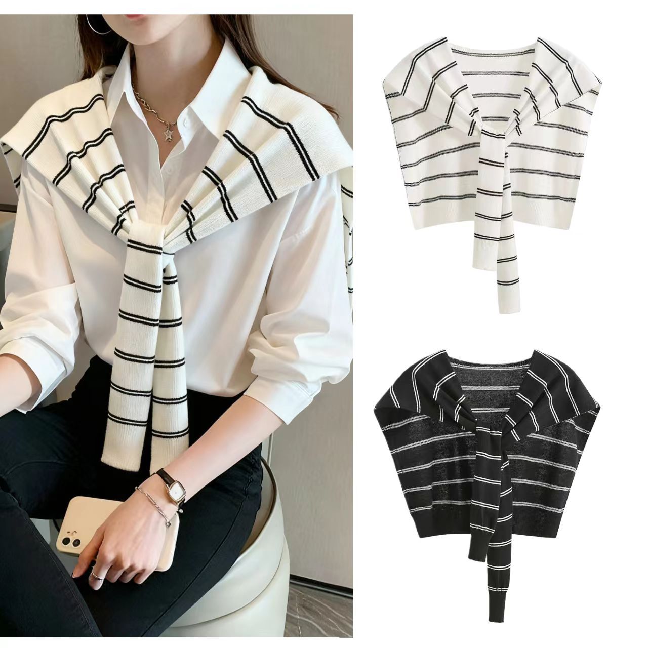 Winter Scarf Niche Knitted Shawl for Women Spring and Summer Outer Wear Neck Scarf Dual-Purpose Air-Conditioned Room Neck Protection Knitted Shawl 61