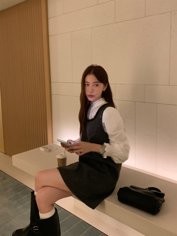 pusumede 星夜繆斯 min系小香风U领背心裙女高级感气质无袖连衣裙|undefined