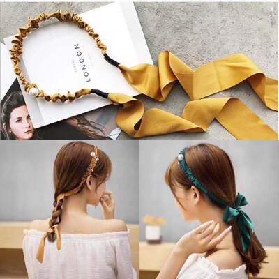 Korean Edition Hair hoop go out Sweet Hairdressing Sen family Ultra cents Hair band Simplicity Ribbon Ponytail bow Head hoop