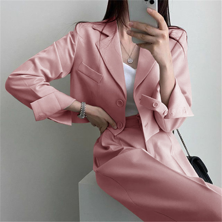 新品2022春夏秋季网红休闲英伦风小西套装女士短款韩版西服上衣详情25
