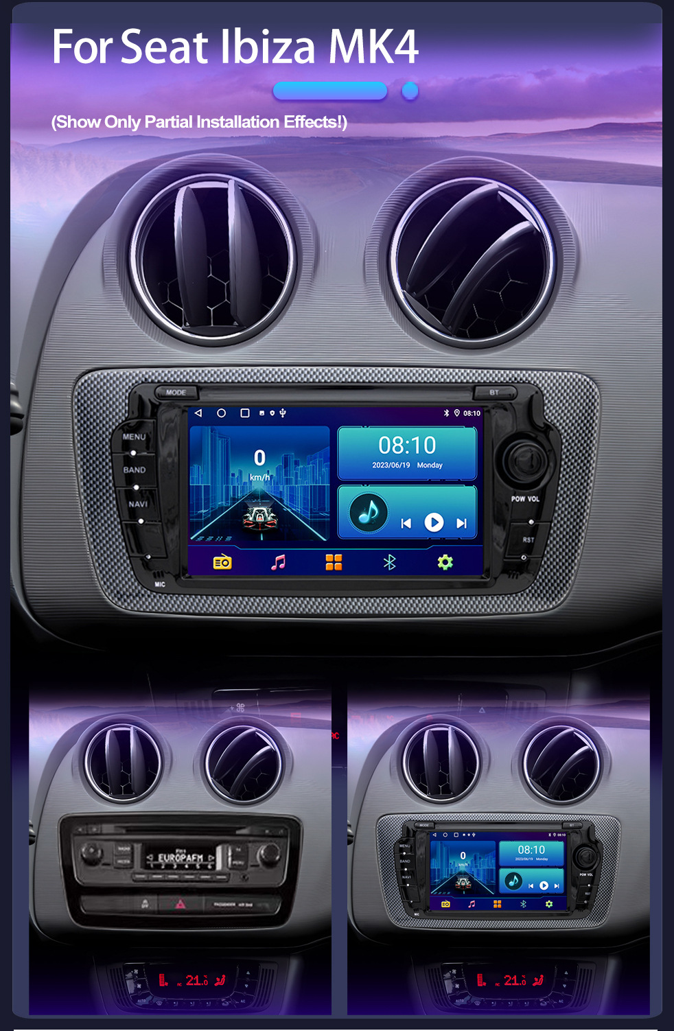 Suitable for 7inch Seat Ibiza 09-13 Android Mp5 Bluetooth Central Control Car Navigation Carplay