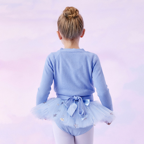 Children's dance sweater jacket girls Chinese tutu shawl autumn and winter cardigan plus velvet long-sleeved practice clothes