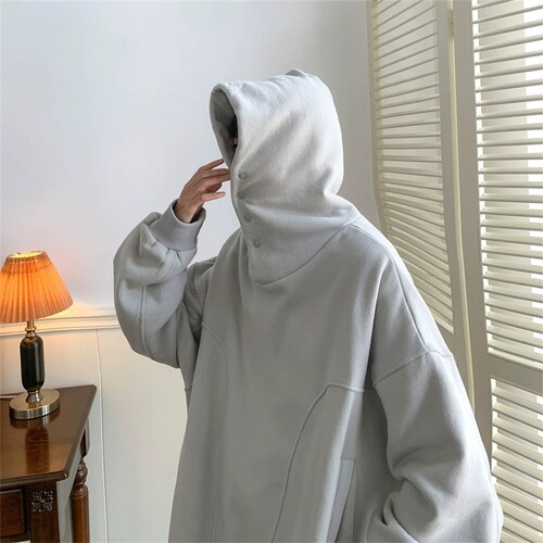 Chic Men's Hooded Sweatshirt for Spring and Autumn, Ins-inspired, Loose and Casual, Trendy and Versatile, Button-up Top