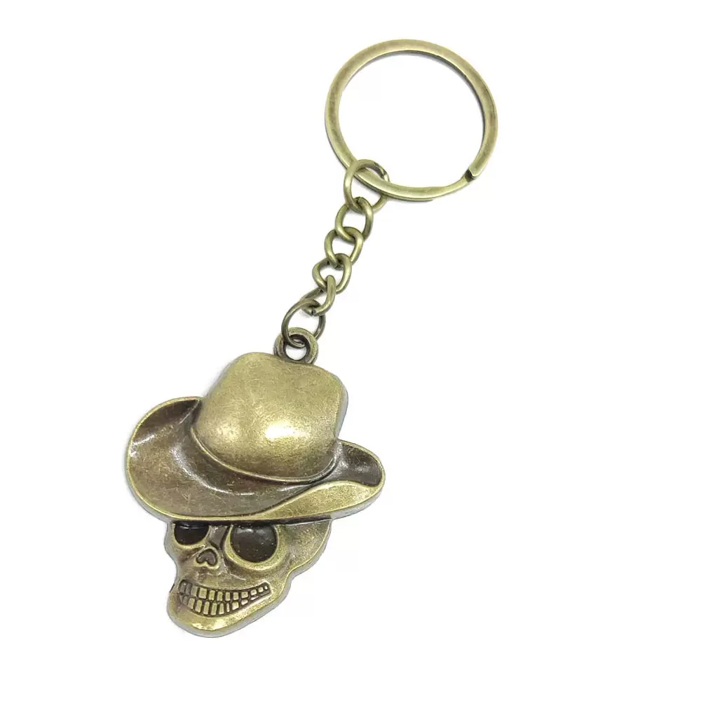 亚马逊Temu希音跨境专供帽子骷髅头钥匙扣复古海盗合金钥匙链挂件