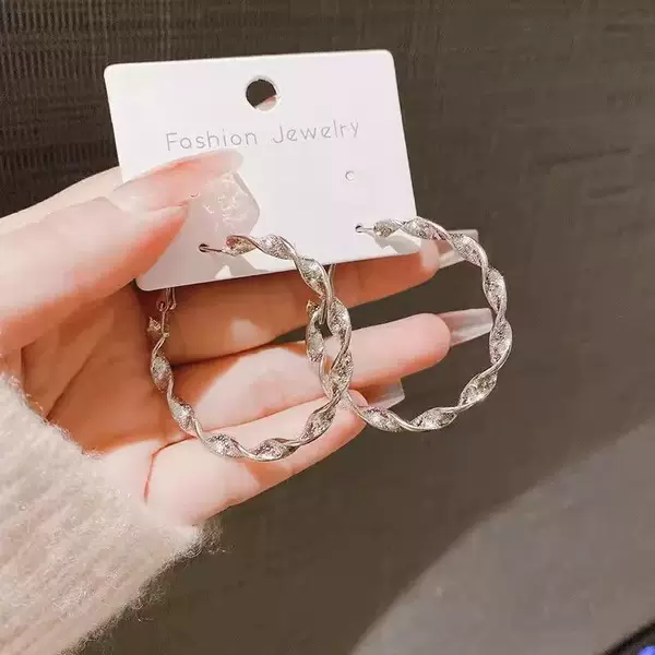2025 New Twisted Plain Hoop Earrings for Women, Light Luxury, High-End Feel, Versatile Large Hoop Earrings, Niche Design, Elegant Earrings