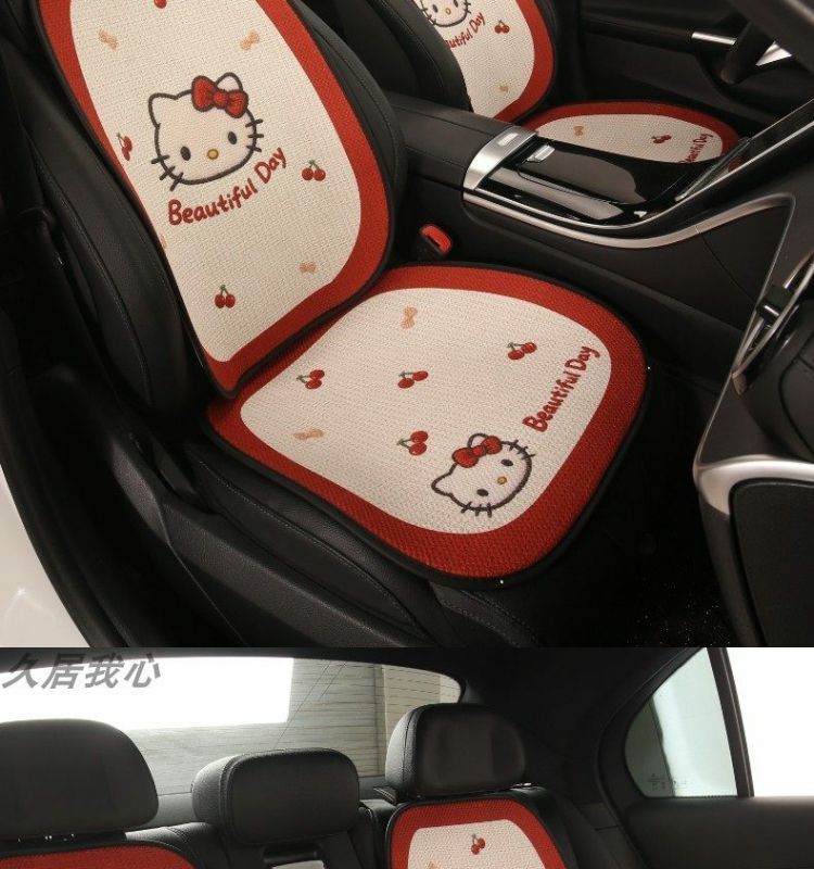 Car Seat Cushion, Universal for All Seasons, Breathable Kt Cat Seat Cushion, New Half-Cover Seat Cover, Cute Cartoon Single-Piece Seat Cover