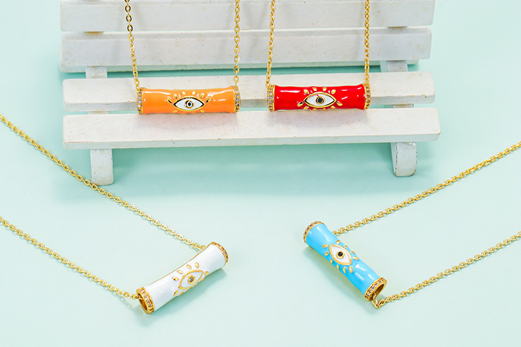 Necklace Classification Devil's Eye Enamel Eye Pendant Clavicle Bamboo Joint Copper Tube Necklace