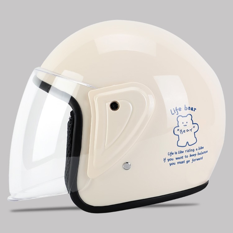 Universal Motorcycle Helmet Summer Sunscreen Electric Vehicle Helmet (Auto Parts and Accessories) - one-size-beige-life-reinforced-shell-3c-certified