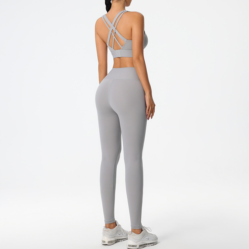 Actualizado desnudo Cruz trasera de una sola pieza fija Copa Sujetador deportivo yoga correr fitness ropa interior deportiva para mujeres image 6