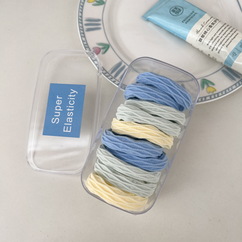 Azul marino ~ glutinoso suave no daña cabello cuerda de cabello alta elástica y duradera sin costura atada alta cola de cabello atar banda de goma de cabello