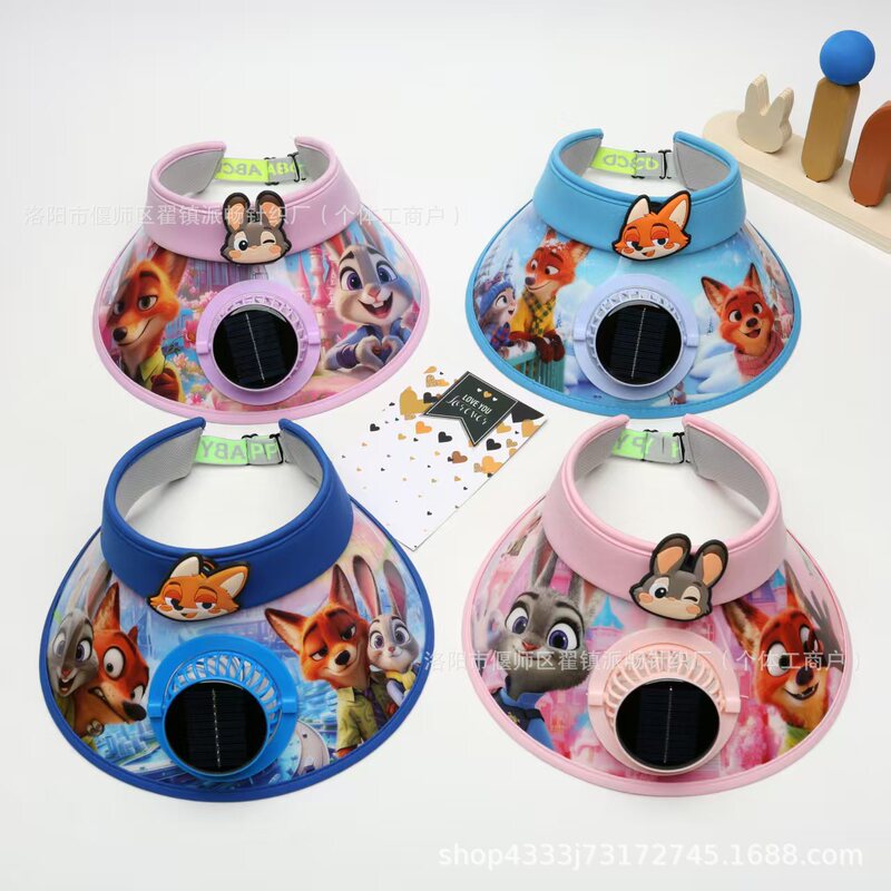 New Style Children's Sun Hat with Open Top for Boys and Girls, Summer Large Brim Sun Hat with Solar Power and Rechargeable Fan, Wholesale