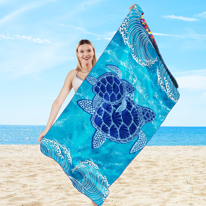 Transfronterizos europeos suaves toallas de baño de seda de doble cara secas rápidas se pueden imprimir toallas de playa de natación absorbente toallas de playa