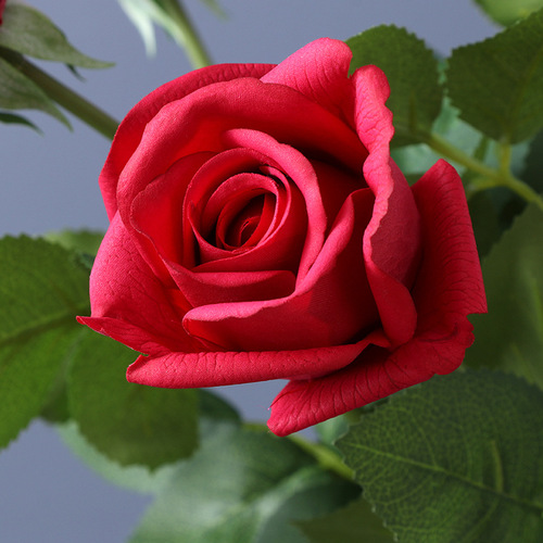 Elegant Hand Feel Moisturizing Single Rose Artificial Flower Valentine's Day Rose Bouquet Wedding Home Decor Flower