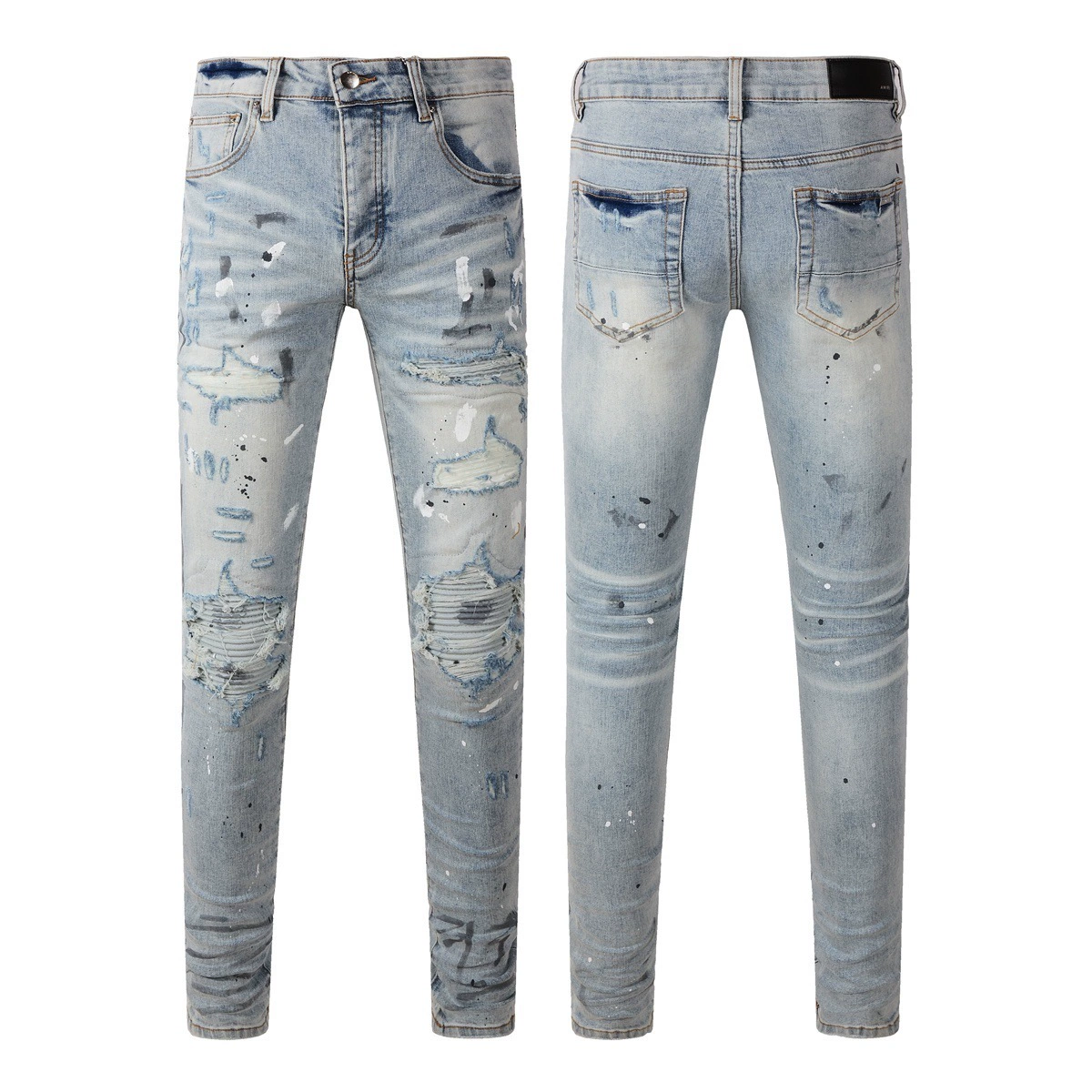 Джинсы (AMIRI) мужские slim с рваной отделкой, фасон зауженный