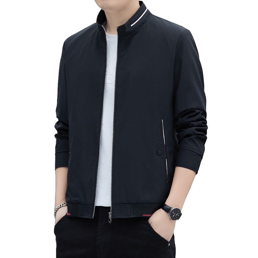 Chaqueta de otoño para hombre, gran tamaño, nueva chaqueta casual de cuello alto, ropa de negocios de primavera y otoño para hombre, chaqueta delgada