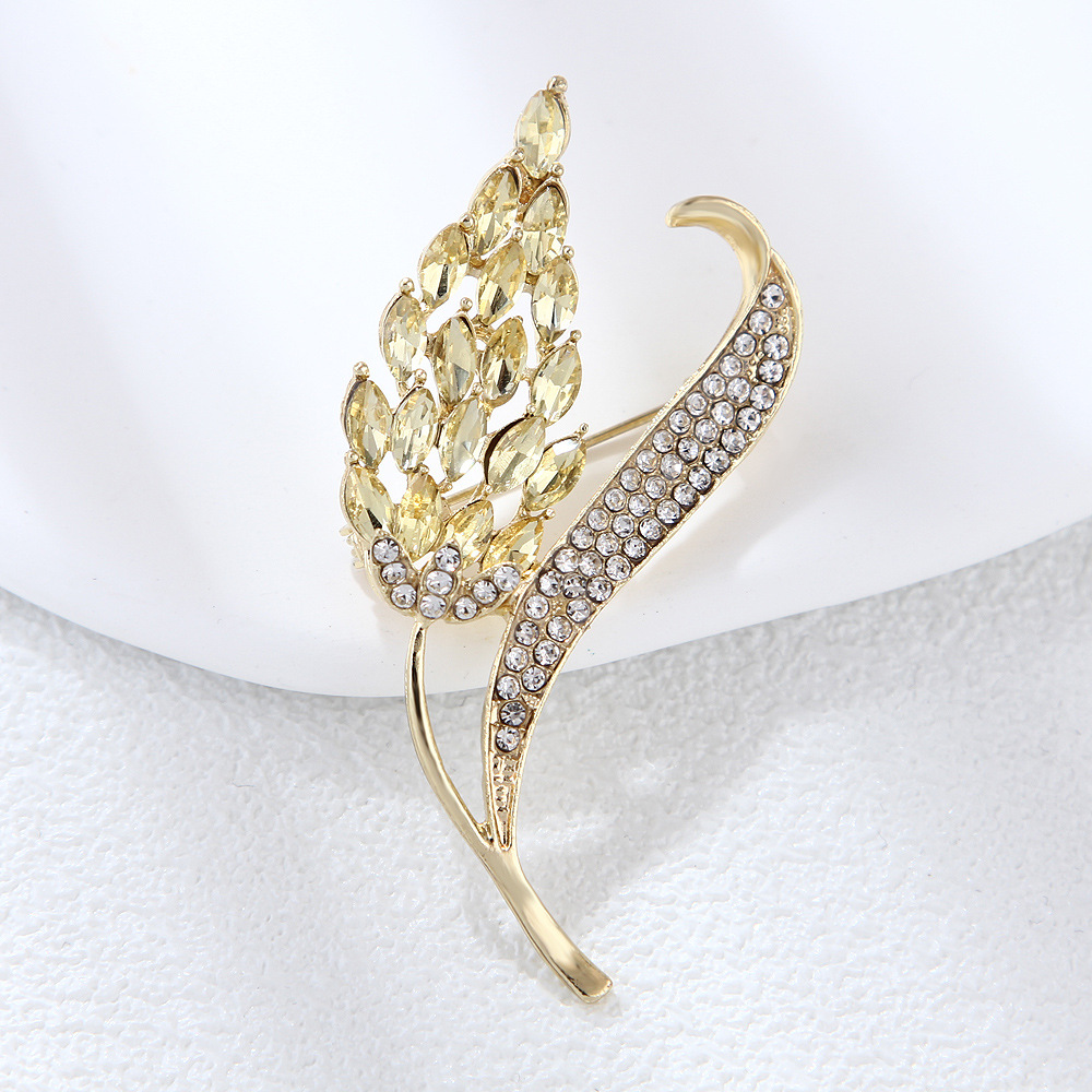 Χρυσή καρφίτσα αυτιού σιταριού γυναικεία εξαιρετική καρφίτσα καρφίτσας σιταριού με στρας επαγγελματική κοστούμι αξεσουάρ spot_voghion.com