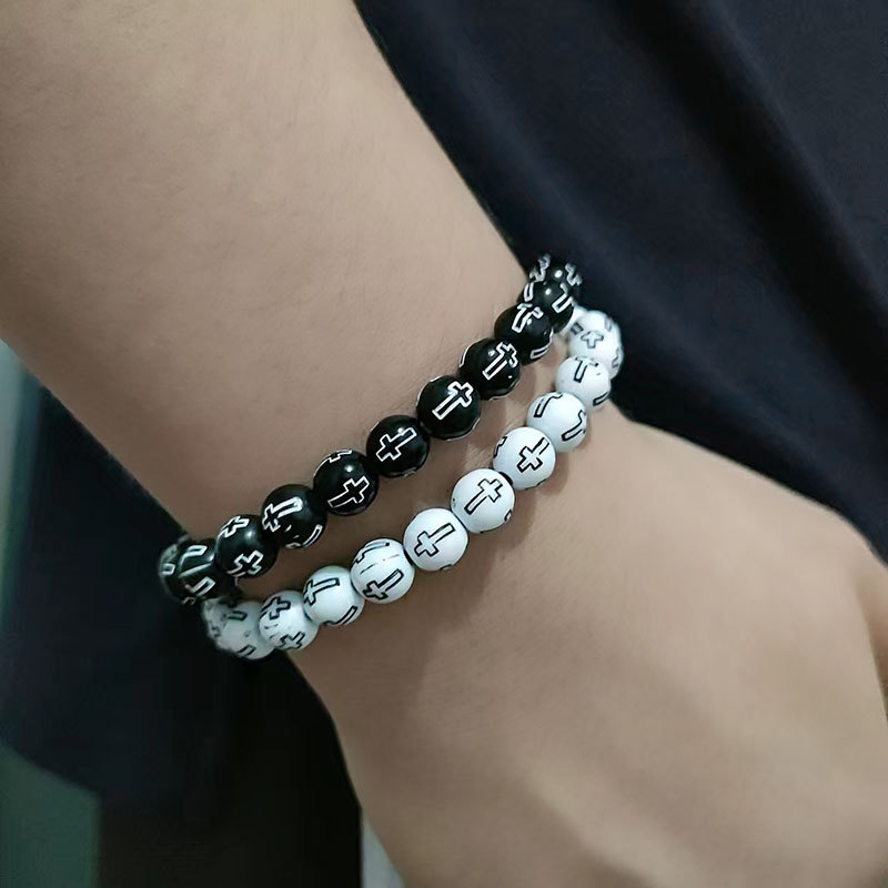 Bracciale con perline e teschio per uomo e donna stile retro_voghion.com