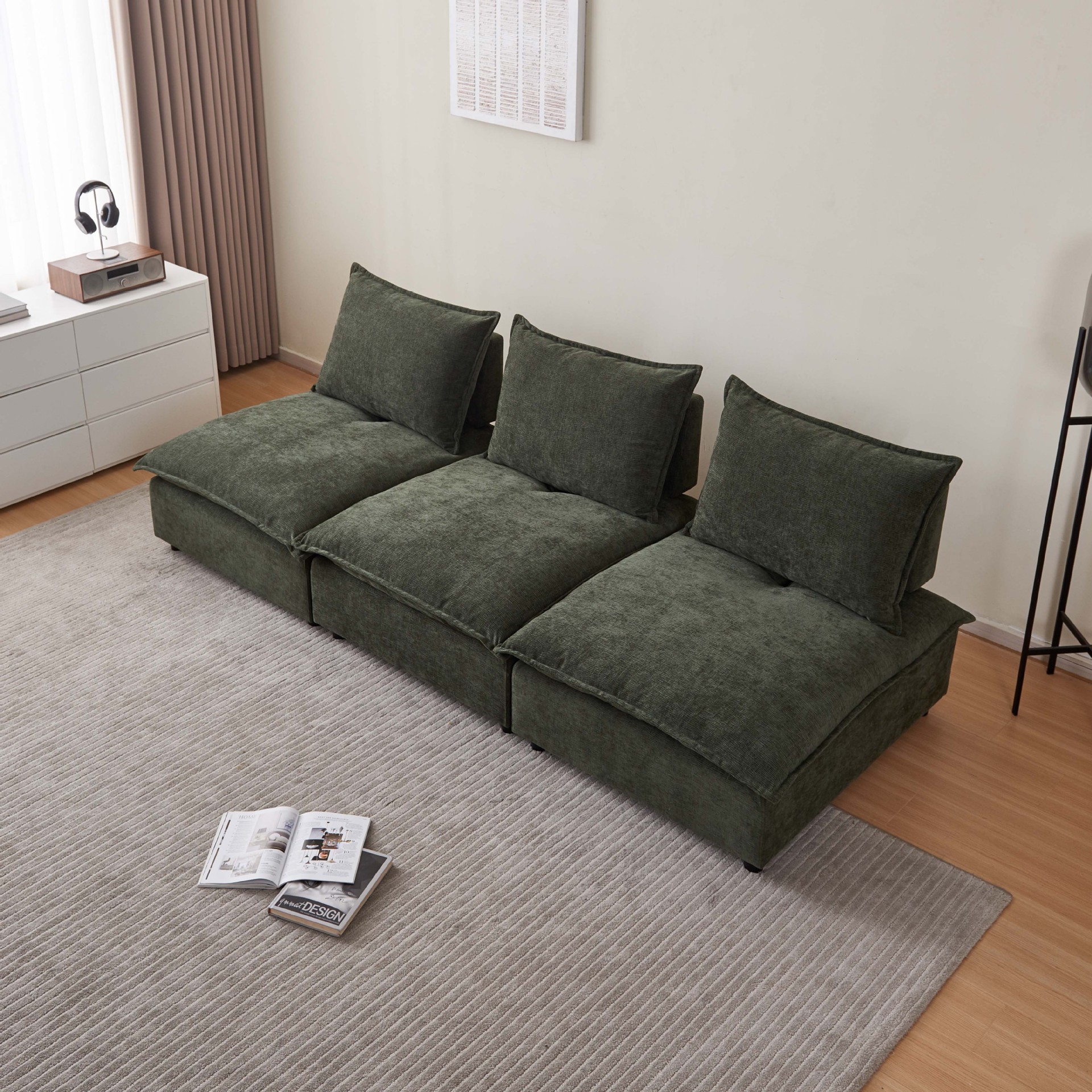 Sofá de tela nórdica sofá de combinación de hogar de lujo ligero image 4