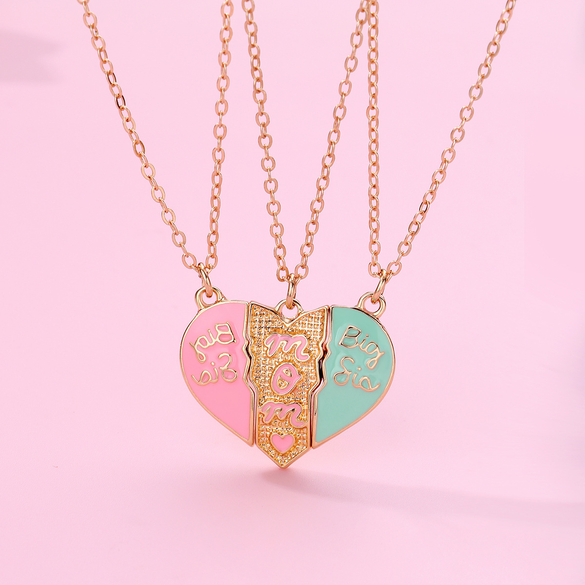 Cartoon Style Heart Shape Alloy Enamel Plating Mother's Day Mother&daughter Mother&son Pendant Necklace display picture 5