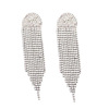 Crystal earings with tassels, long metal shiny earrings, boho style