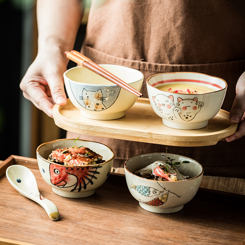 4.5寸陶瓷碗家用日式吃饭碗喝汤餐厅饭馆地摊货源米饭碗商用批发
