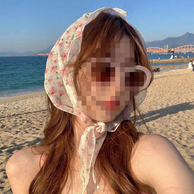 Fiestas de color bufandas de seda de flores cortadas correa de cabello para mujeres protector solar bufandas de playa de arena de sombra de sol nuevo tipo