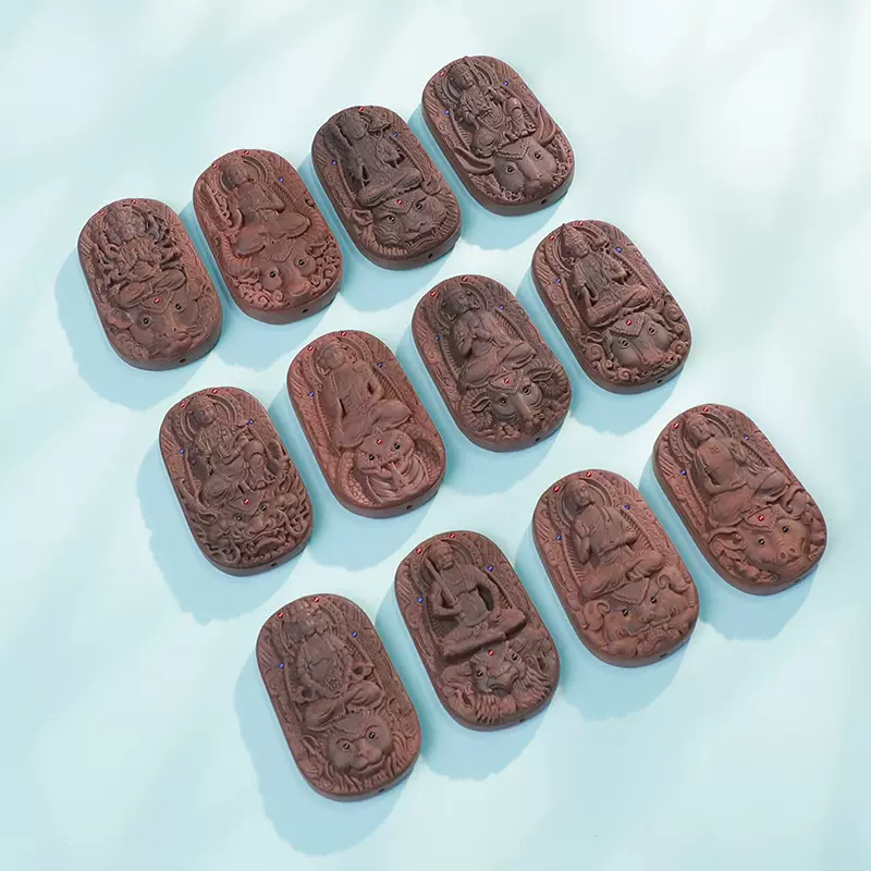 香牌手工艺十二生肖吊坠合香牌车载挂饰天然香材合香牌厂家批发