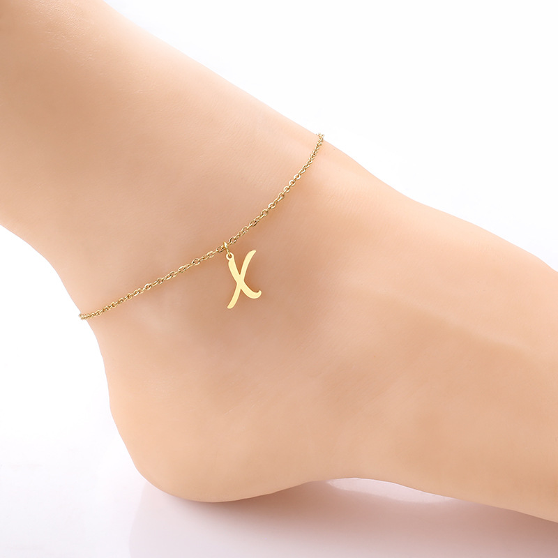 Simple Style Letter Stainless Steel Women's Anklet display picture 7
